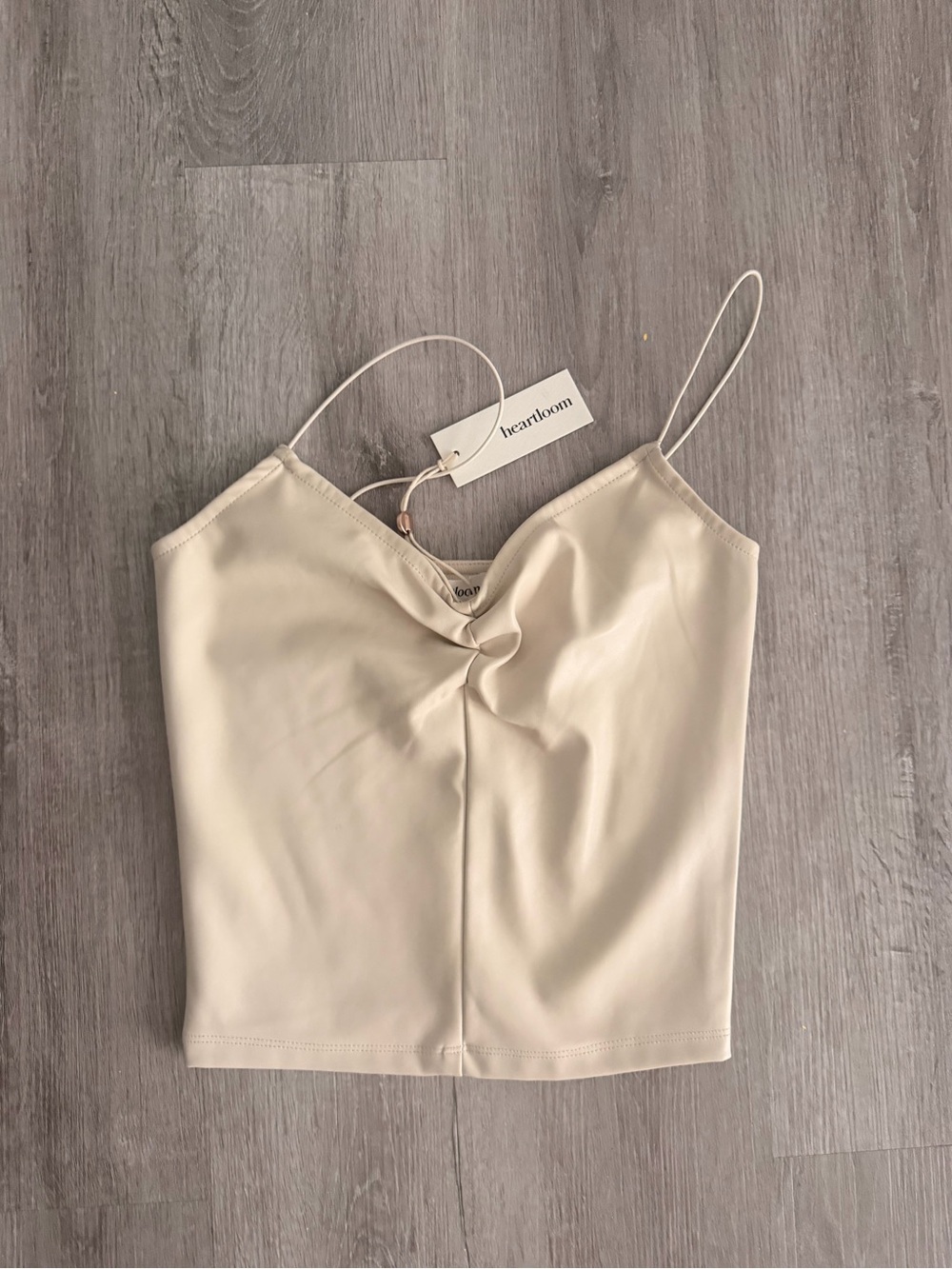Heartloom Cream soft leather Twist-Detail Camisole